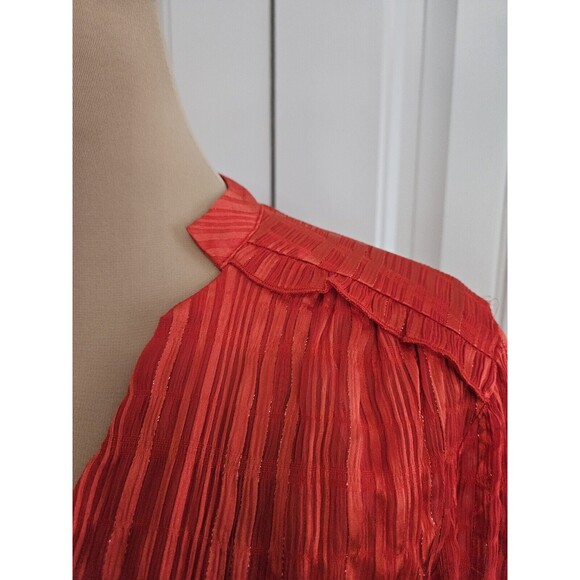 Nanette Lepore Striped Lurex Blouse In Saffron Sun M Button Down Nwt Top Career - Picture 6 of 10